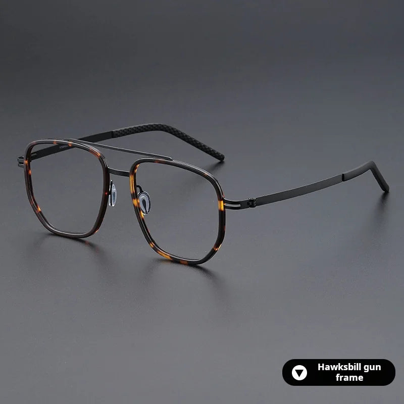 Momoja Unisex Full Rim Oval Double Bridge Acetate Titanium Eyeglasses 698012