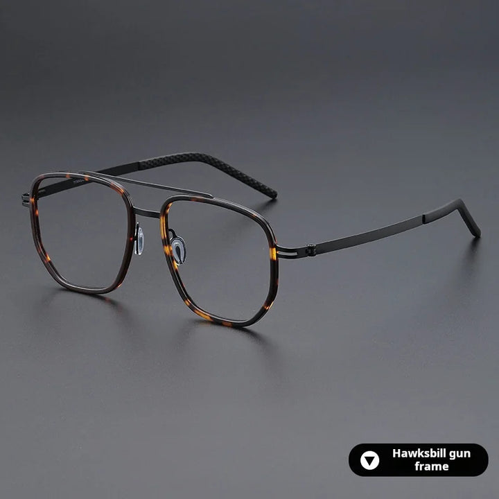 Momoja Unisex Full Rim Oval Double Bridge Acetate Titanium Eyeglasses 698012