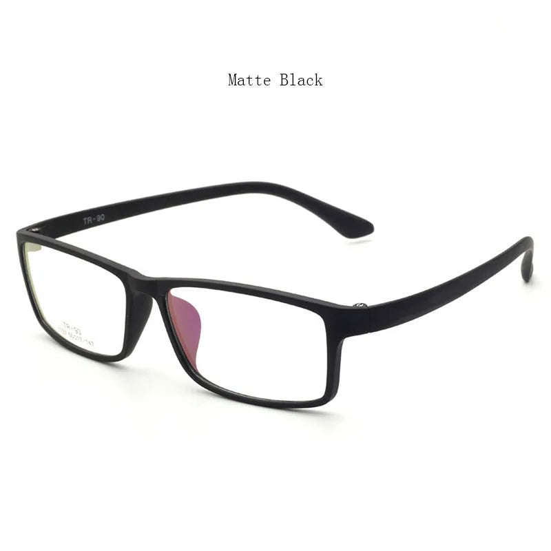 Hdcrafter Men's Full Rim Big Rectangle Tr 90 Acetate Eyeglasses 41137 Full Rim Hdcrafter Eyeglasses Matte-Black  