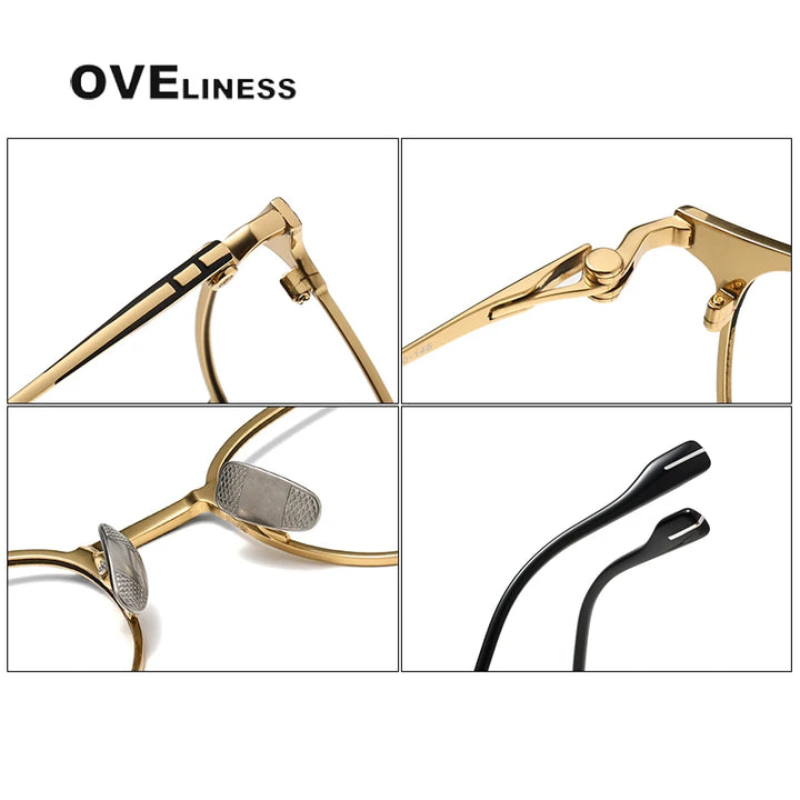 Oveliness Unisex Full Rim Round Square Titanium Eyeglasses 70807 Full Rim Oveliness   