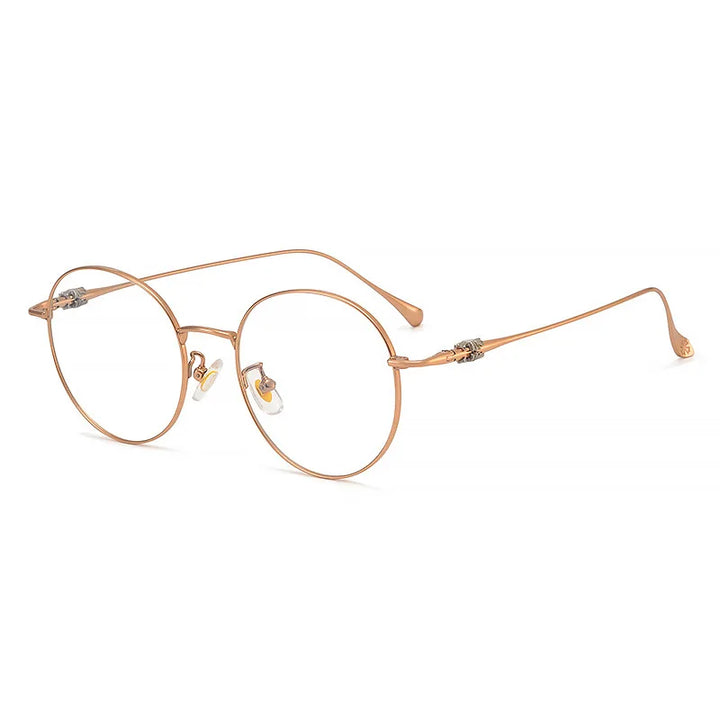 Yimaruili Full Rim Small Round Titanium Alloy Eyeglasses 115112 Full Rim Yimaruili Eyeglasses Rose Gold  