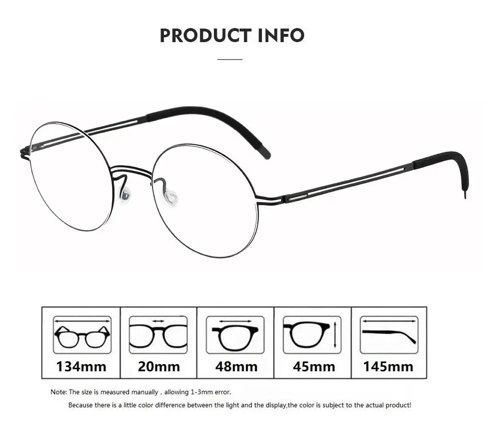 Bobbie 470100 Unisex Screwless Full Rim Round Titanium Frames — view 3 | Bobbie at FuzWeb