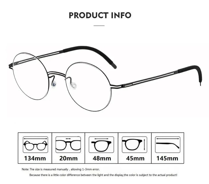 Bobbie 470100 Unisex Screwless Full Rim Round Titanium Frames — view 3 | Bobbie at FuzWeb