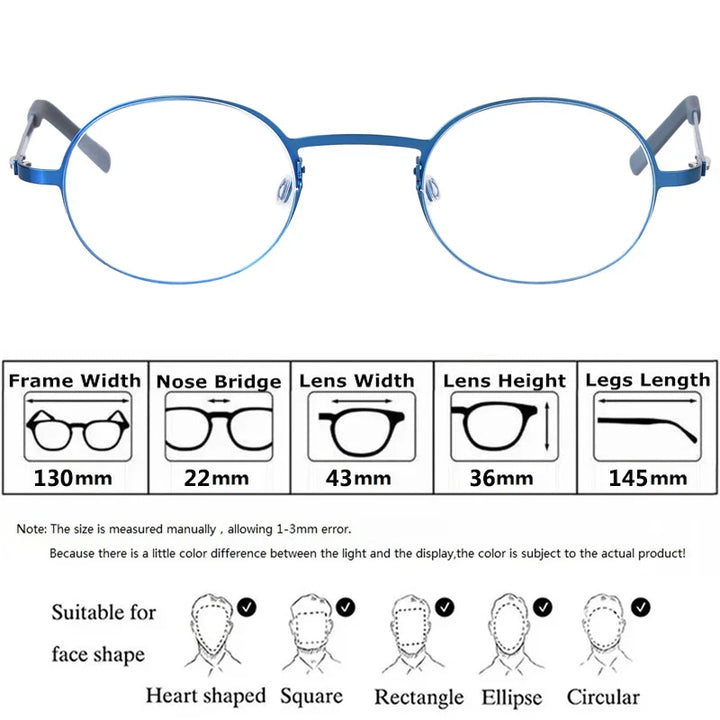 Aimee Women's Full Rim Oval Round Screwless Titanium Eyeglasses 198806