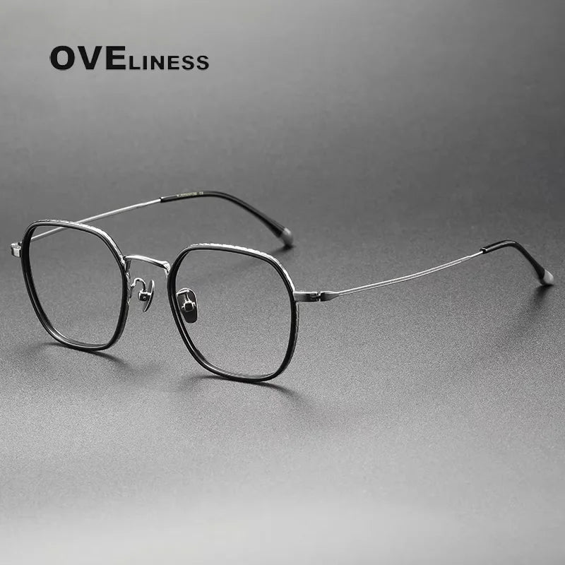 Oveliness Unisex Full Rim Square Titanium Acetate Eyeglasses 8505 Full Rim Oveliness black gun  