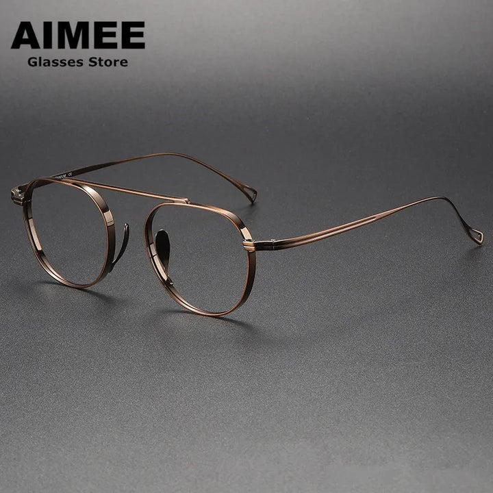 Aimee Unisex Full Rim OvalBrow Line Bridge Titanium Eyeglasses 9503 Full Rim Aimee   