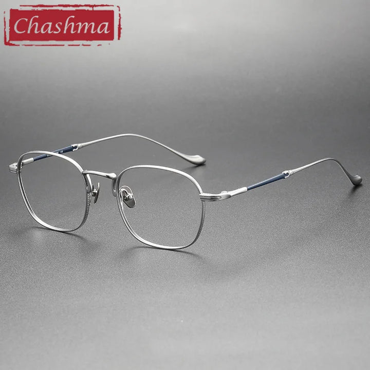 Chashma Ottica Unisex Full Rim Oval Square Titanium Eyeglasses 3082 Full Rim Chashma Ottica Silver  