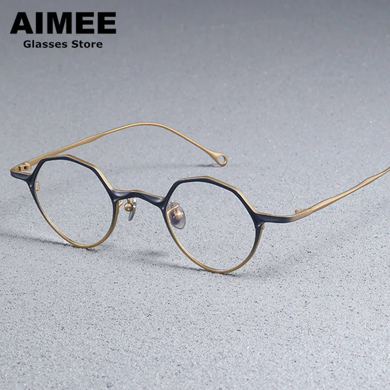 Aimee Unisex Full Rim Polygon Round Titanium Eyeglasses 5973 Full Rim Aimee   