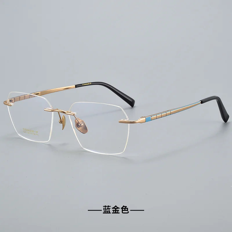 Reven Jate Women's Rimless Polygon Square Titanium Eyeglasses 91101