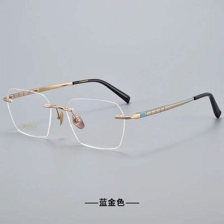 Reven Jate Women's Rimless Polygon Square Titanium Eyeglasses 91101