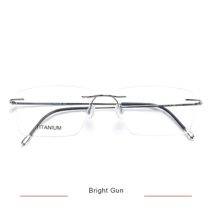 Brightzone Unisex Rimless Square Polygon Titanium Eyeglasses 71611 Rimless Brightzone Bright Gun