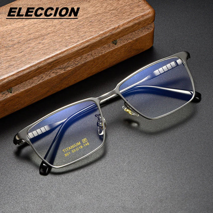 Eleccion Unisex Full Rim Square Titanium Acetate Eyeglasses 4801 Full Rim Eleccion