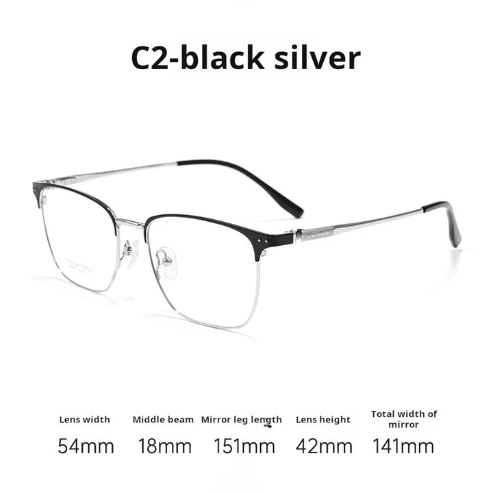 Momoja Unisex Full Rim Brow Line Square Titanium Eyeglasses 76066