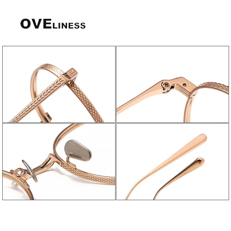 Oveliness Unisex Full Rim Round Titanium Eyeglasses 14027 Full Rim Oveliness   