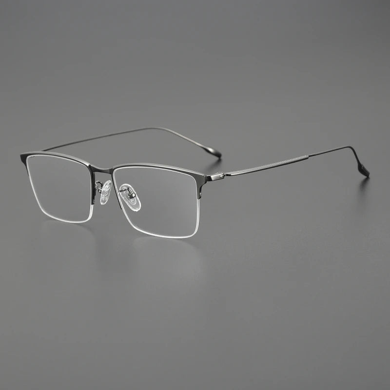 Black Mask Unisex Semi Rim Square Titanium Eyeglasses Xp001 Semi Rim Black Mask Gun Gray  