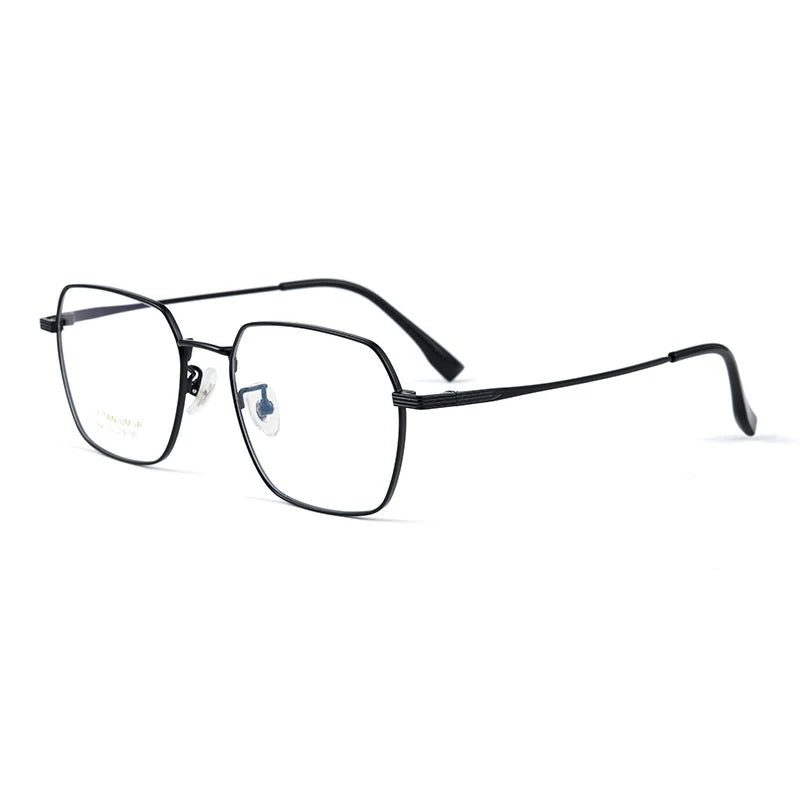 Gmei Unisex Full Rim Polygon Titanium Eyeglasses T840 Full Rim Gmei Optical Black  