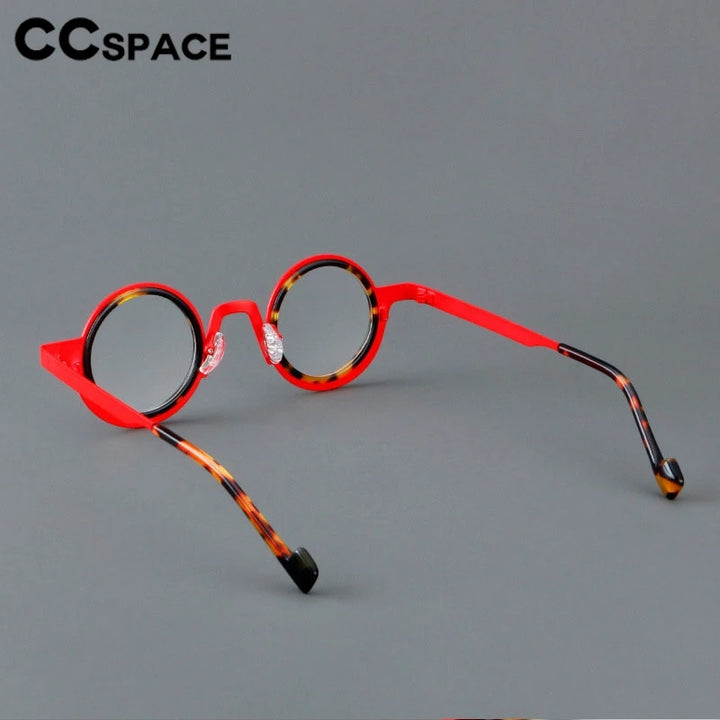 CCspace Unisex Full Rim Round Acetate Alloy Eyeglasses 300832 With Clip Ons CCSpace   