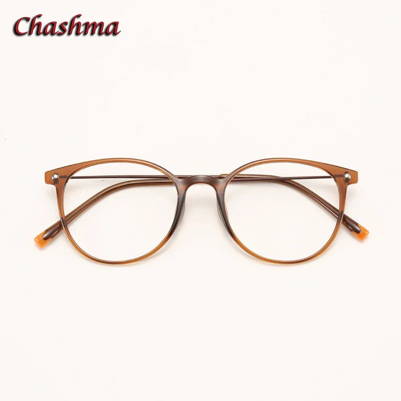 Chashma Ochki Unisex Youth Full Rim Round Ultem Eyeglasses 2149 Full Rim Chashma Ochki Brown  