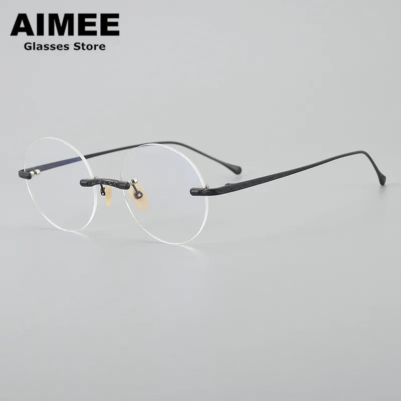 Aimee Unisex Rimless Round Titanium Eyeglasses 59334 Rimless Aimee   