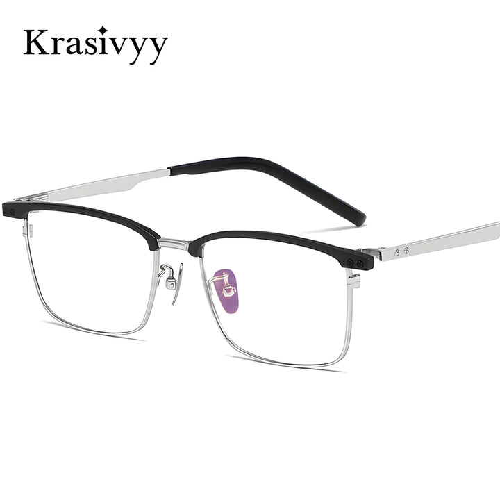 Krasivyy Men's Full Rim Square Acetate Titanium Eyeglasses 428701
