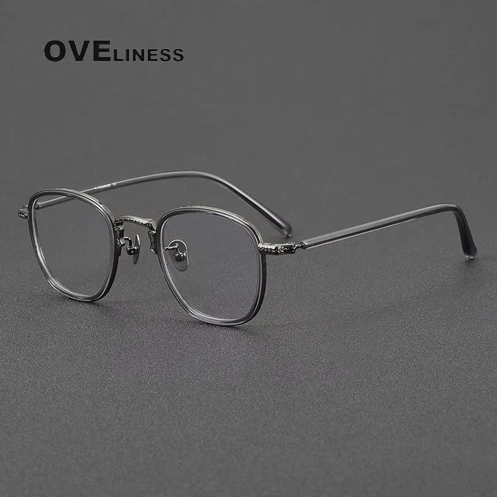 Oveliness Women's Full Rim Square Acetate Titanium Eyeglasses 214043