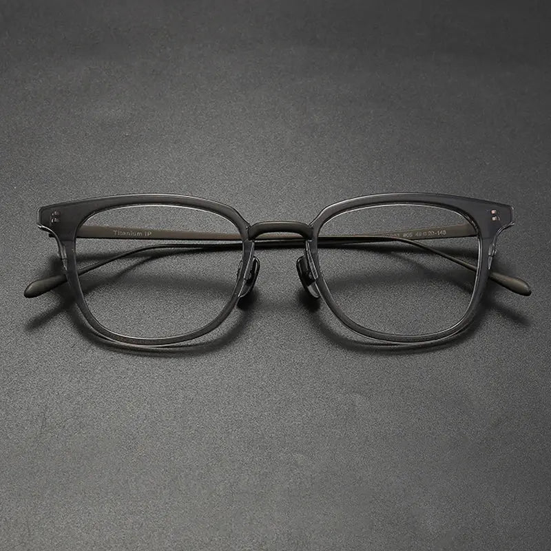 Gatenac Unisex Full Rim Square Acetate Titanium Eyeglasses 679903 FuzWeb