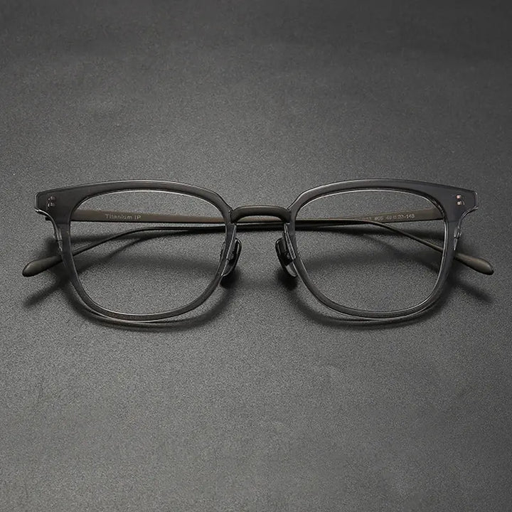 Gatenac Unisex Full Rim Square Acetate Titanium Eyeglasses 679903 FuzWeb
