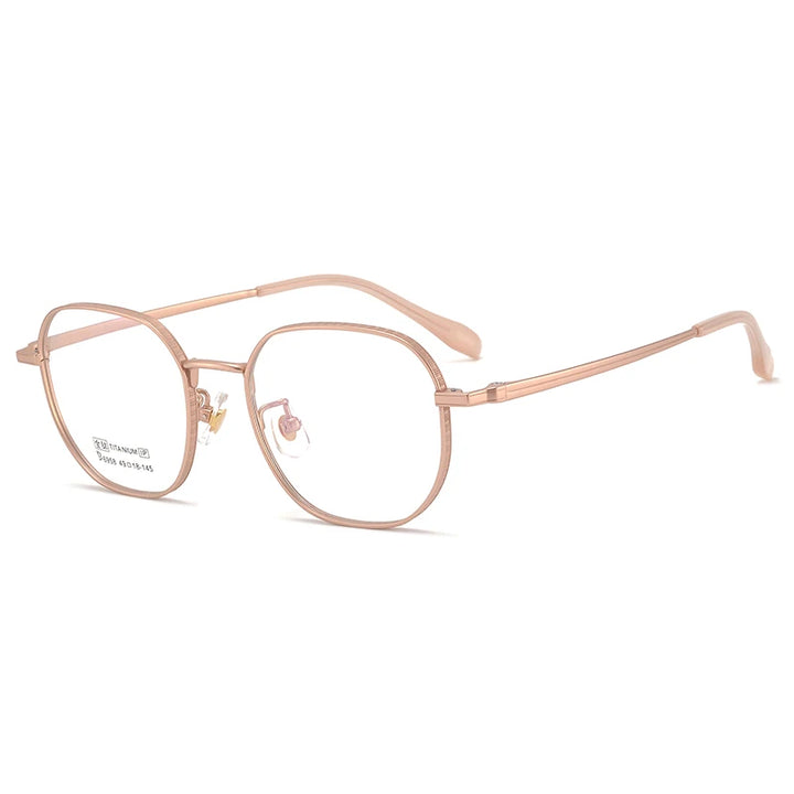 Bclear Unisex Full Rim Small Square Polygon Titanium Eyeglasses 6958 Full Rim Bclear Rose Gold  