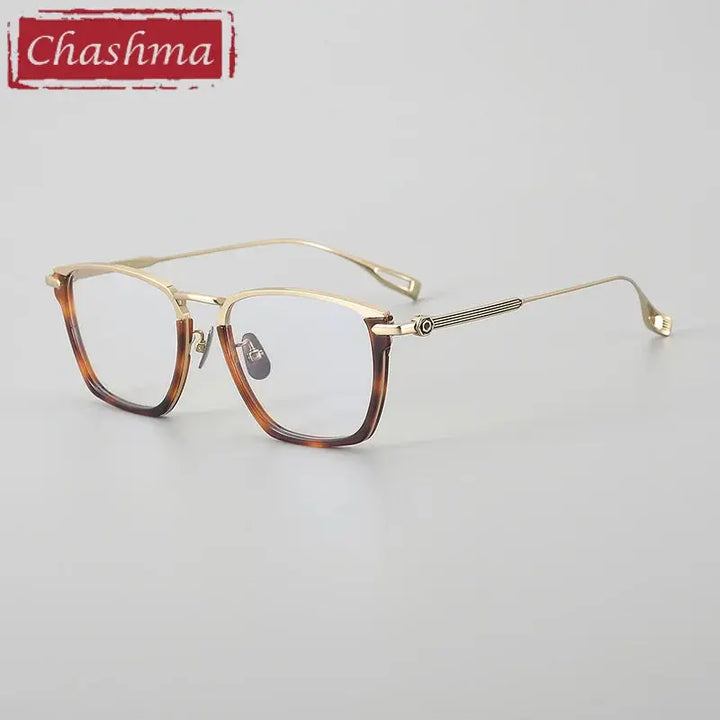 Chashma Ottica Unisex Full Rim Square Acetate Titanium Eyeglasses 240156 FuzWeb