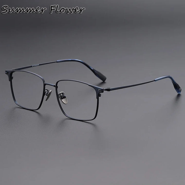 Summer Flower Men's Full Rim Square Brow Line Titanium Eyeglasses 62539