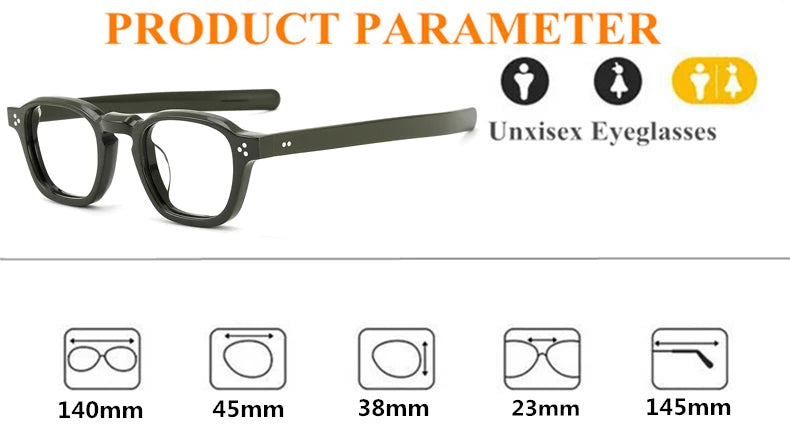 Black Mask Unisex Full Rim Irregular Square Acetate Eyeglasses 8012 Full Rim Black Mask   