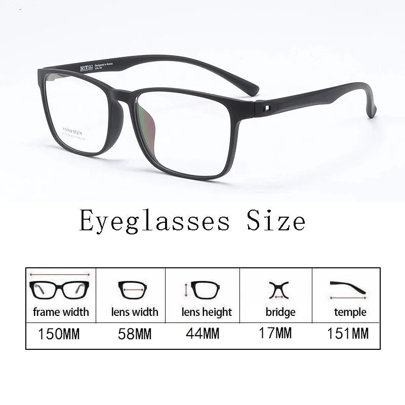 Hdcrafter Unisex Full Rim Big Square Tr 90 Acetate Eyeglasses 369173