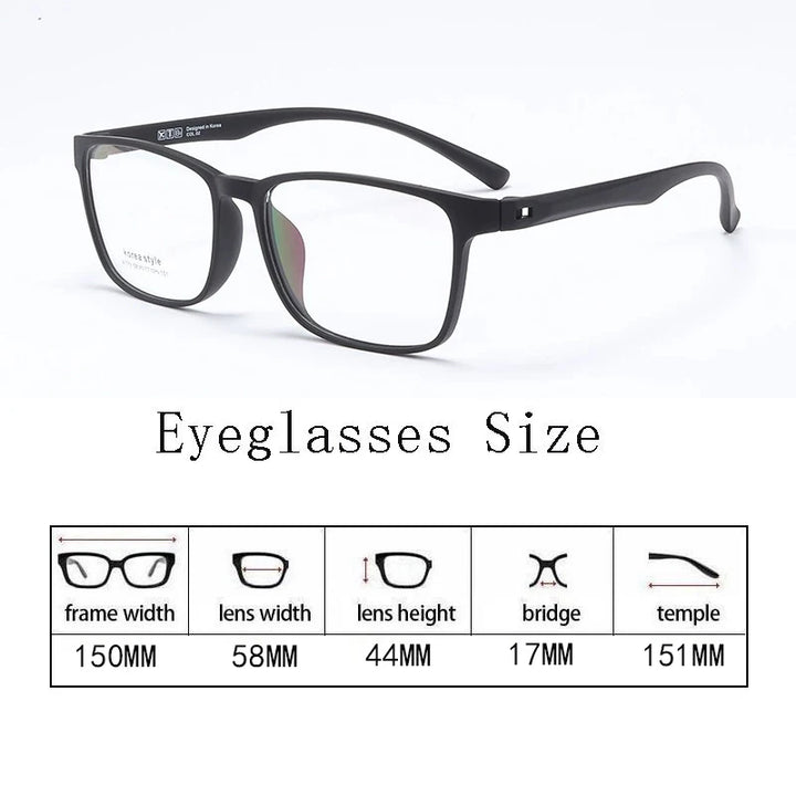 Hdcrafter Unisex Full Rim Big Square Tr 90 Acetate Eyeglasses 369173