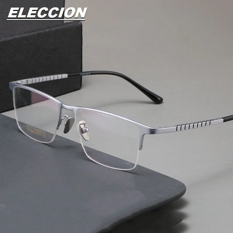 Eleccion Unisex Semi Rim Square Titanium Eyeglasses 14450 Semi Rim Eleccion