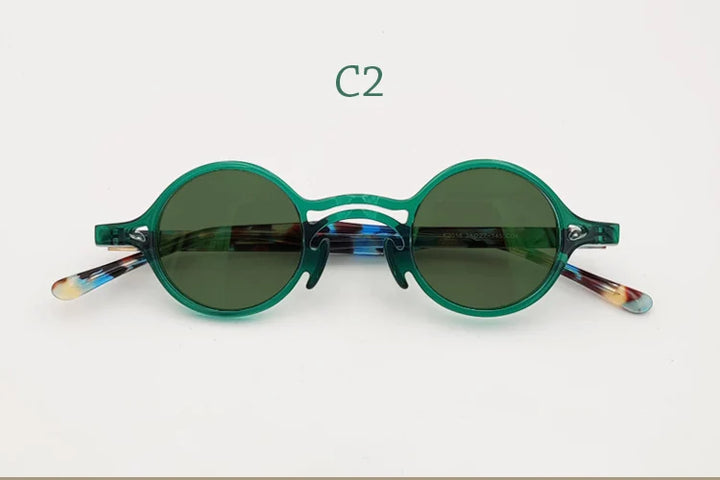 Yujo Men's Full Rim Round Double Bridge Acetate Polarized Sunglasses 2058s Sunglasses Yujo C2 CHINA 