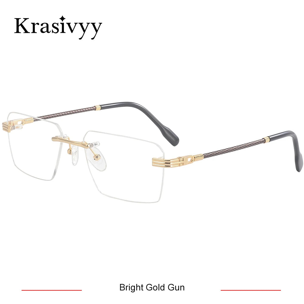 Krasivyy Unisex Rimless Flat Top Polygon Titanium Eyeglasses 650032