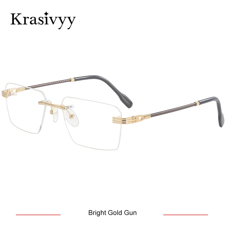 Krasivyy Unisex Rimless Flat Top Polygon Titanium Eyeglasses 650032