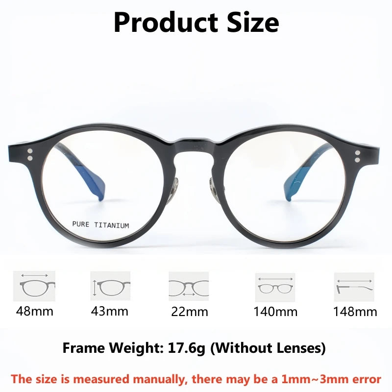 Yimaruili Unisex Full Rim Round Acetate Titanium Eyeglasses 22033