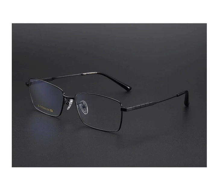 Aimee Men's Full Rim Square Titanium Eyeglasses 91086 Full Rim Aimee Black  