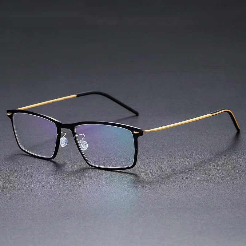 Eleccion Women's Full Rim Square Nylon Titanium Eyeglasses 96544 Full Rim Eleccion Black - Gold