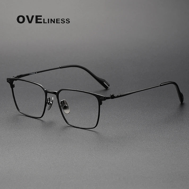 Oveliness Unisex Full Rim Square Titanium Acetate Eyeglasses 70801 Full Rim Oveliness black  