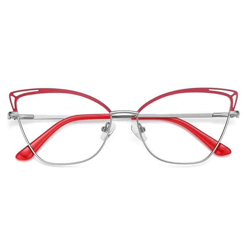 Zirosat Women's Full Rim Square Cat Eye Alloy Eyeglasses 30381