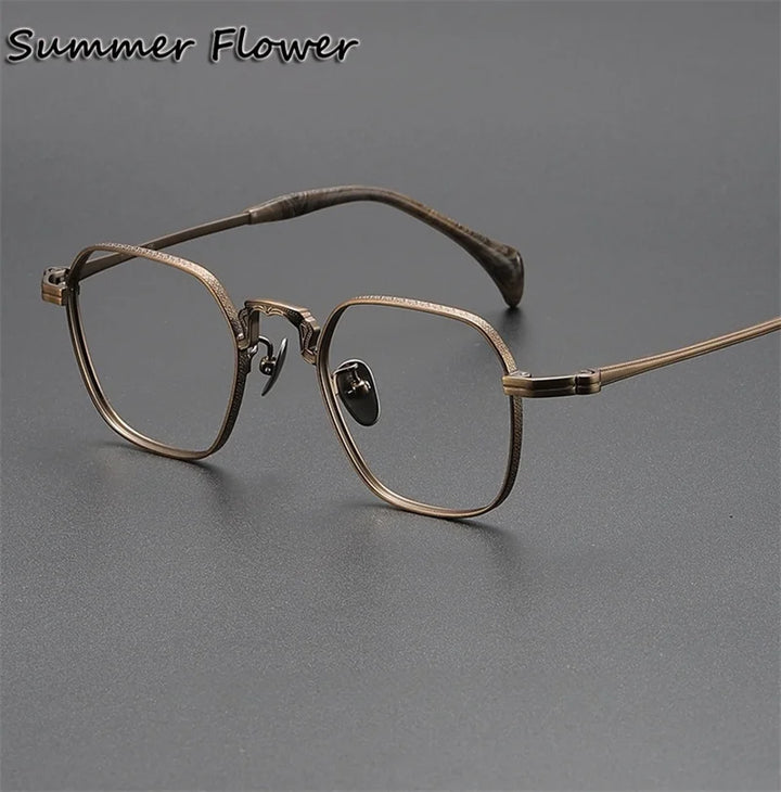 Summer Flower Unisex Full Rim Big Polygon Titanium Eyeglasses 680866