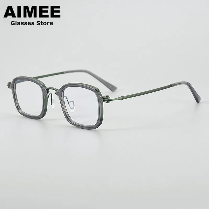 Aimee Unisex Full Rim Square Acetate Titanium Eyeglasses 5869 Full Rim Aimee   