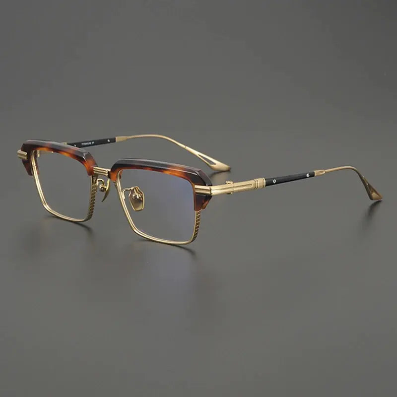 Gatenac Unisex Full Rim Big Square Acetate Titanium Eyeglasses 687008 FuzWeb