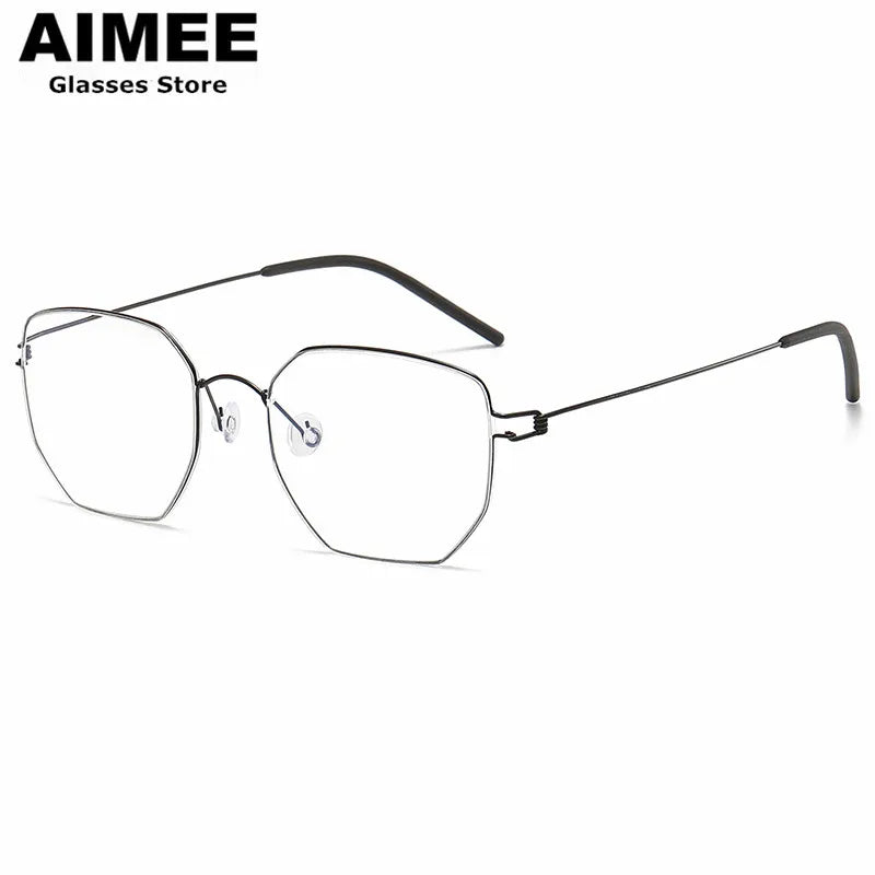 Aimee Unisex Full Rim Polygon Screwless Titanium Eyeglasses 51925 Full Rim Aimee   