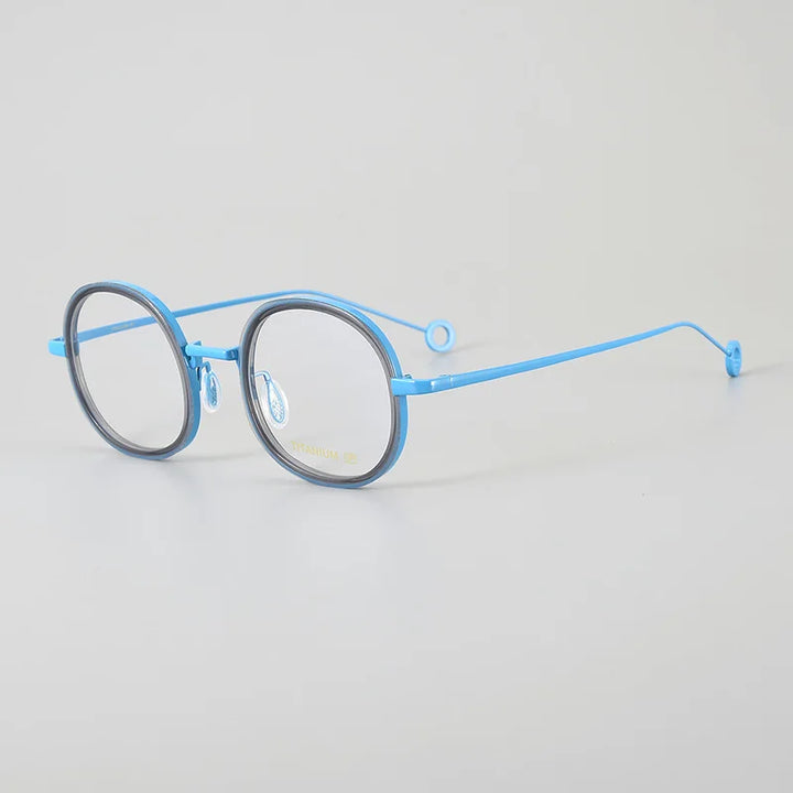 Hewei Unisex Full Rim Irregular Round Titanium Acetate Eyeglasses 20816 Full Rim Hewei blue  