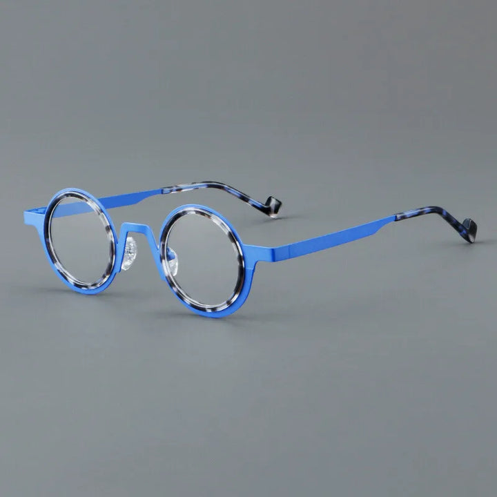 CCspace Unisex Full Rim Round Acetate Alloy Eyeglasses 300832 With Clip Ons CCSpace Blue  