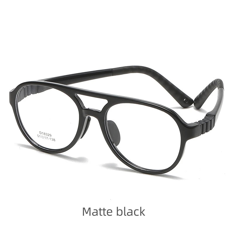 KatKani Childrens Unisex Full Rim Double Bridge Round Plastic Eyeglasses Dm18329 Full Rim KatKani Eyeglasses Matte Black  