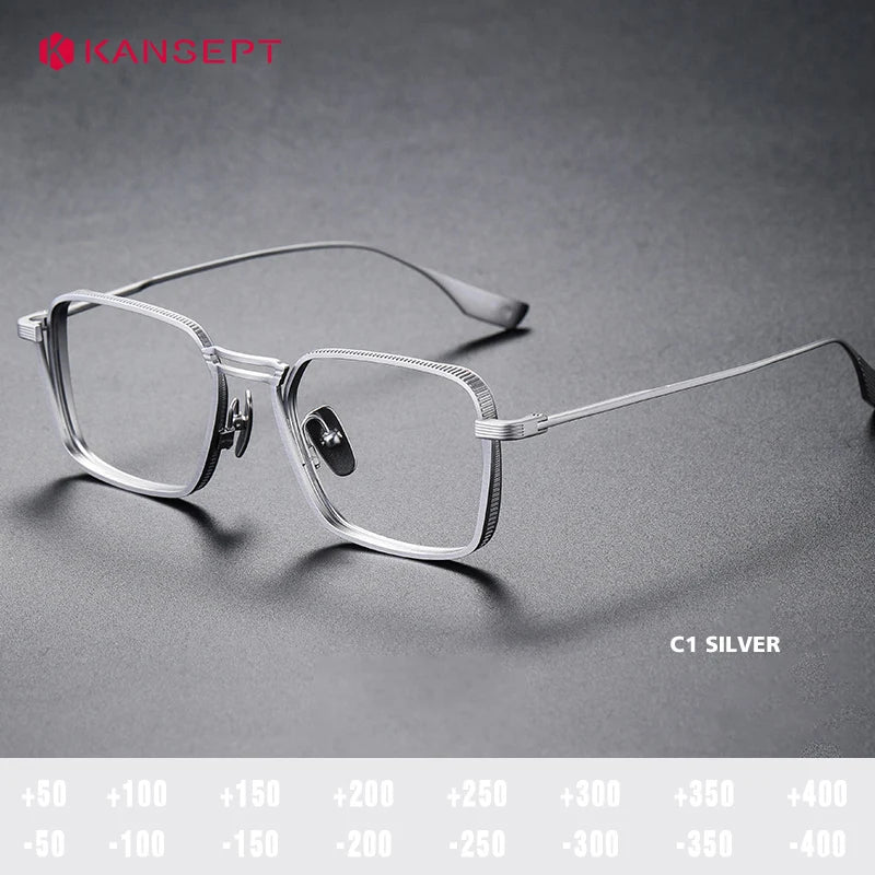 Kansept Unisex Full Rim Square Double Bridge Titanium Reading Glasses 628125